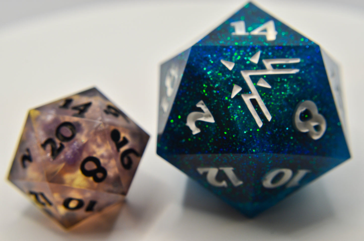 Blue and Black Glitter Giant D20