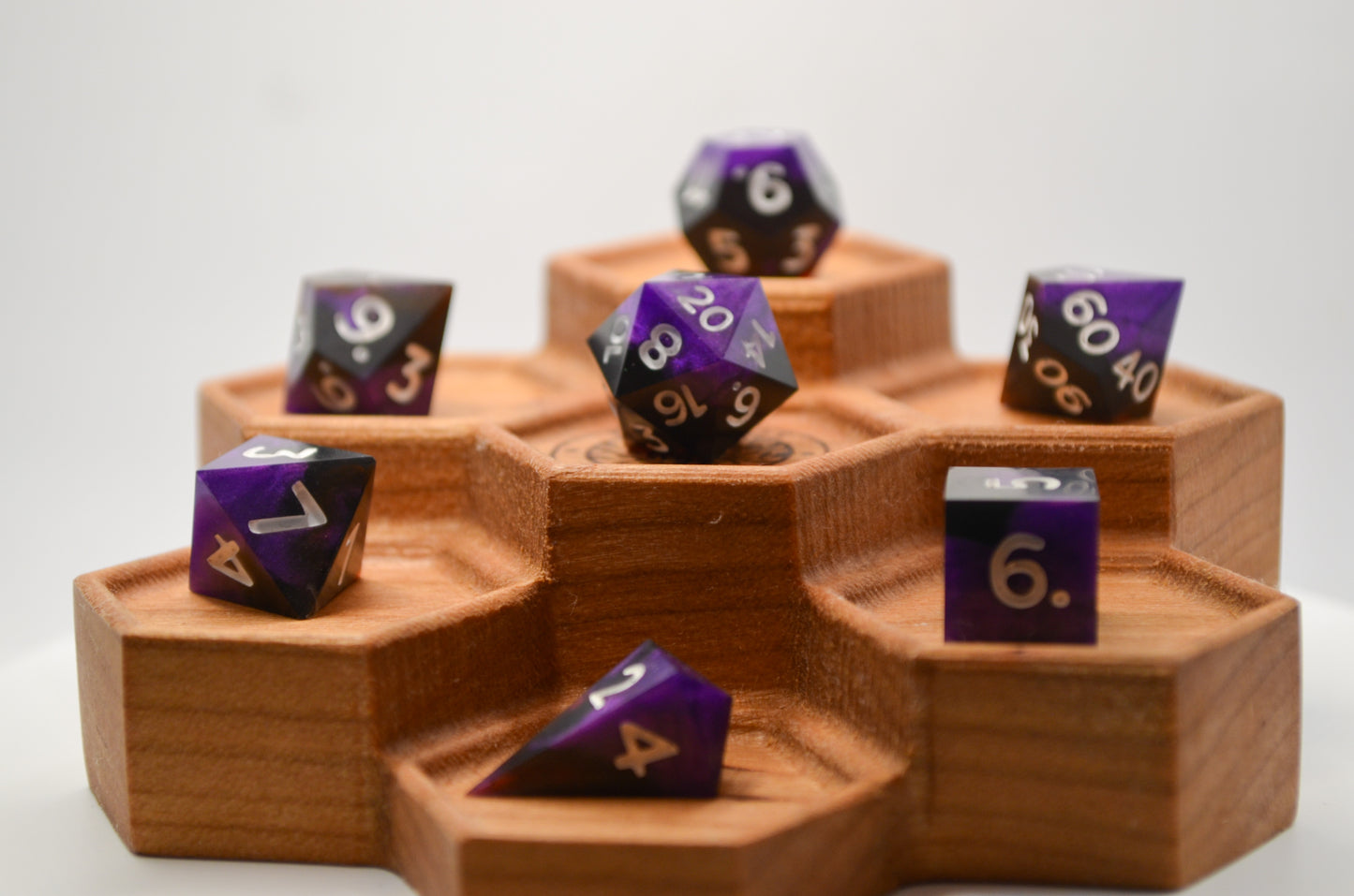 Purple and Black Mini 7 Piece Dice Set