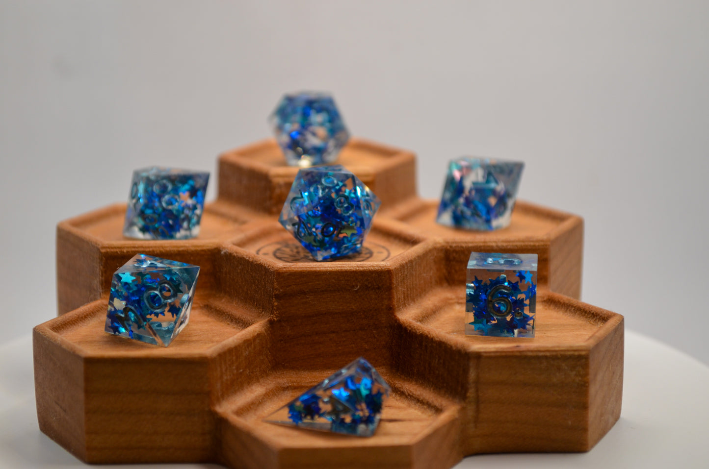 Blue Stars Mini 7 Piece Dice Set