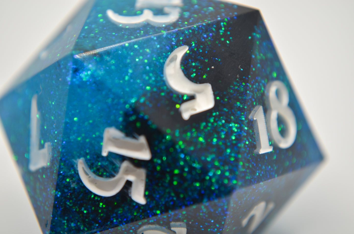 Blue and Black Glitter Giant D20