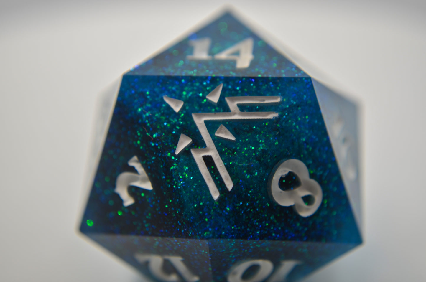 Blue and Black Glitter Giant D20