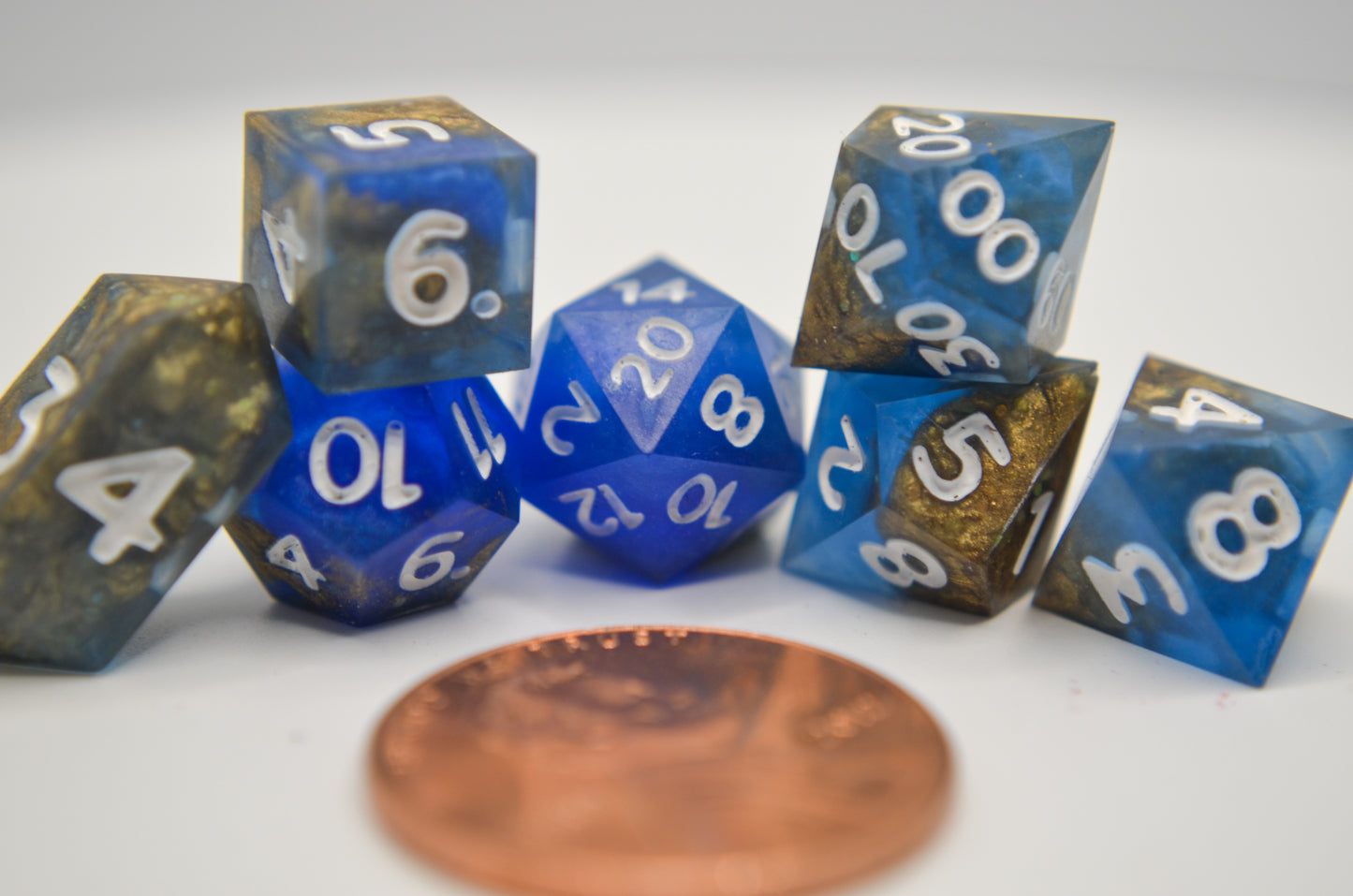 Blue and Gold Extra Mini Dice Set