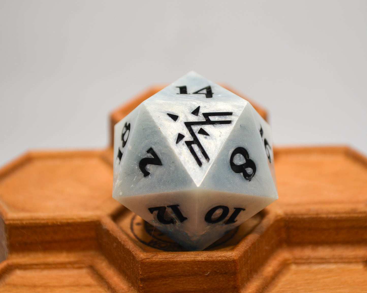White, Black, and Blue Glitter 30 mm Giant D20