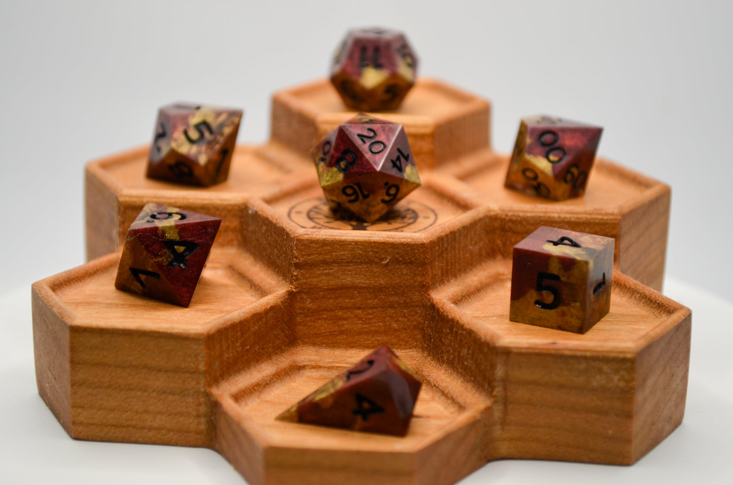 Garnet and Gold Mini 7 Piece Dice Set