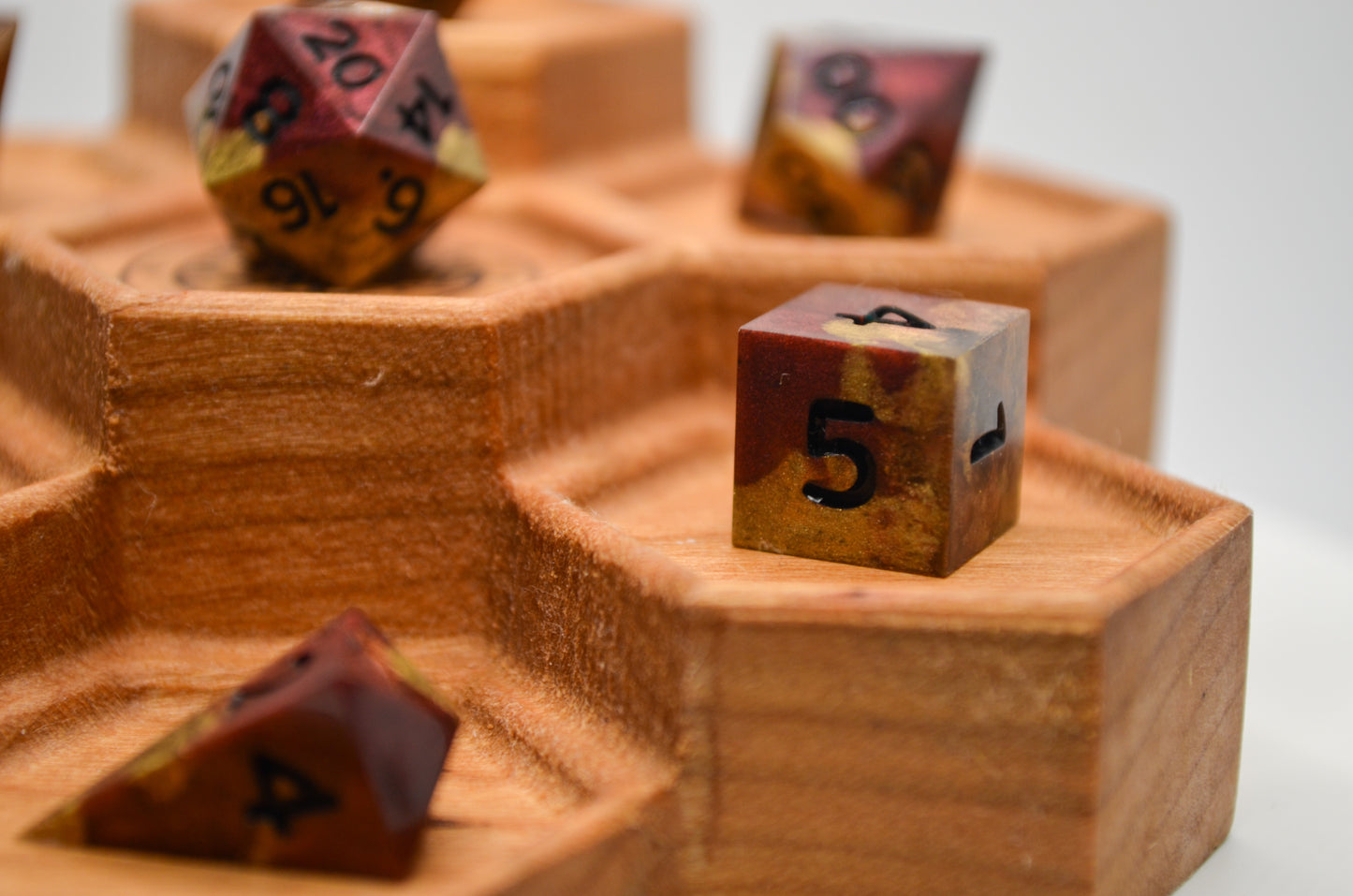 Garnet and Gold Mini 7 Piece Dice Set