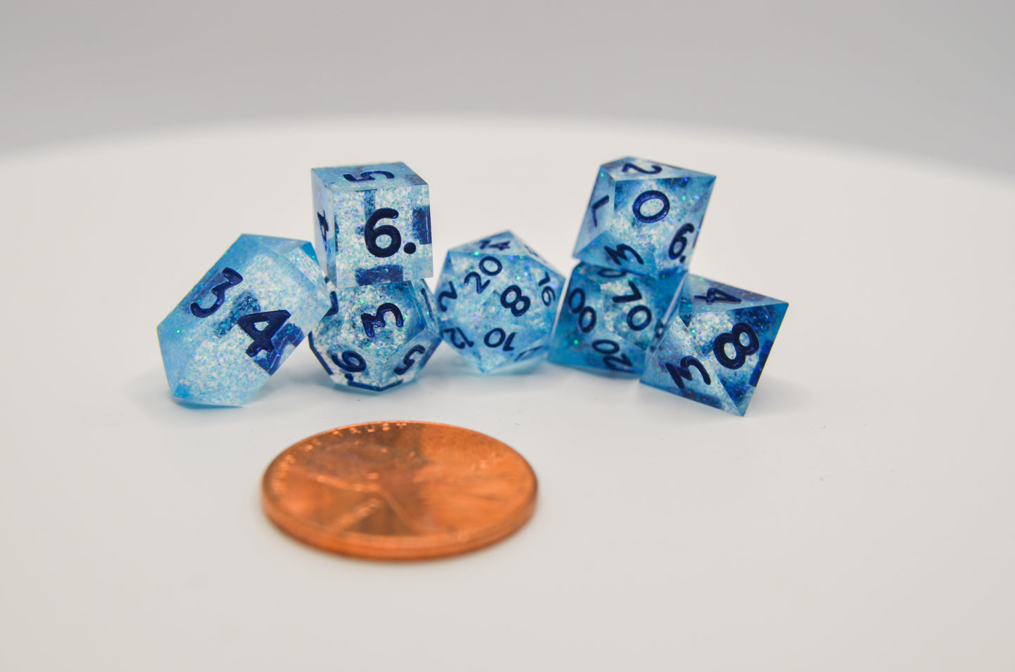 Light Blue Glitter Extra Mini Dice Set