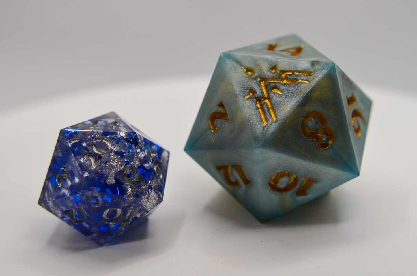 Light Blue and Gold 30 mm Giant D20