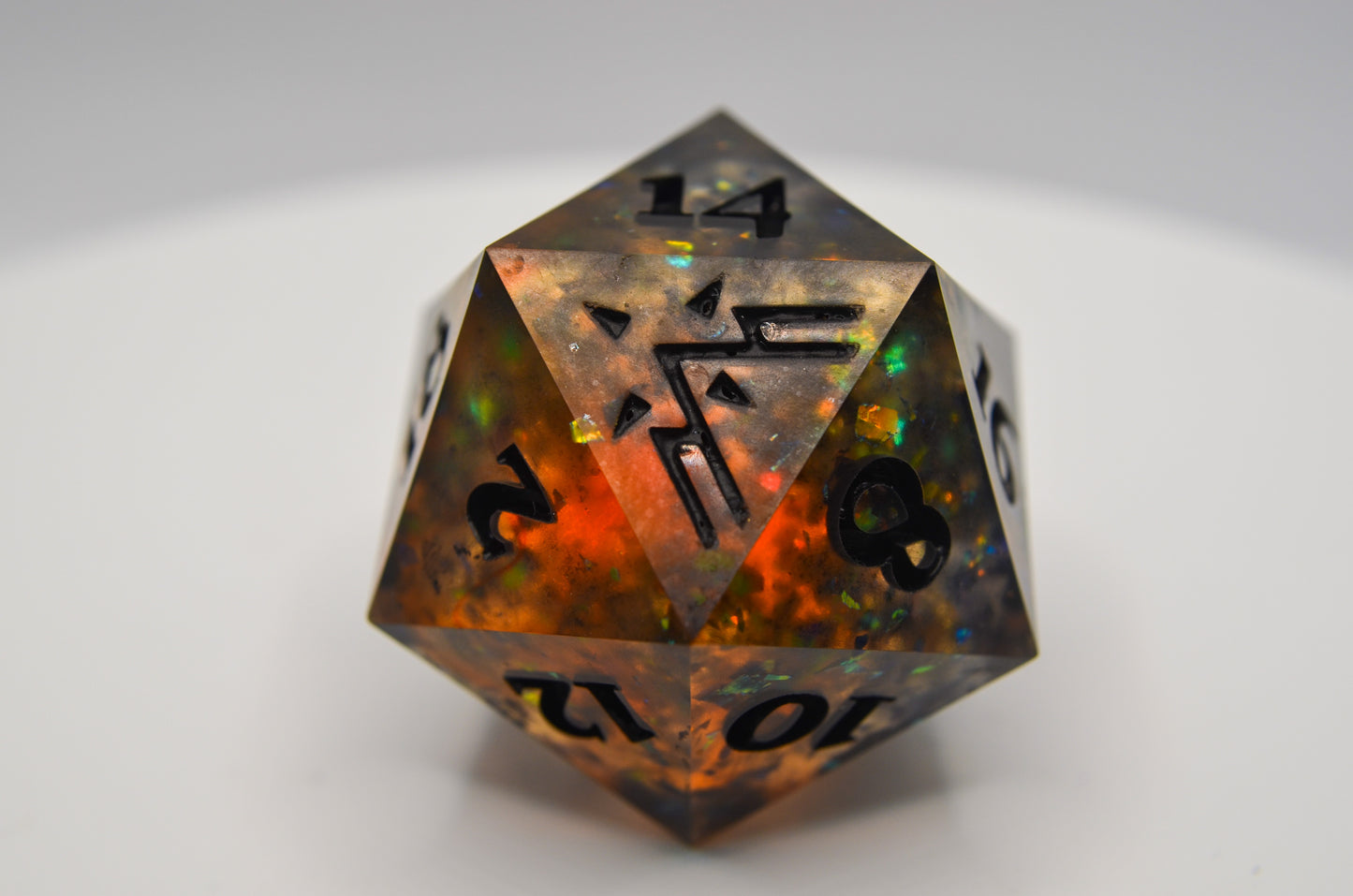 Red, Black, and Glitter Giant D20