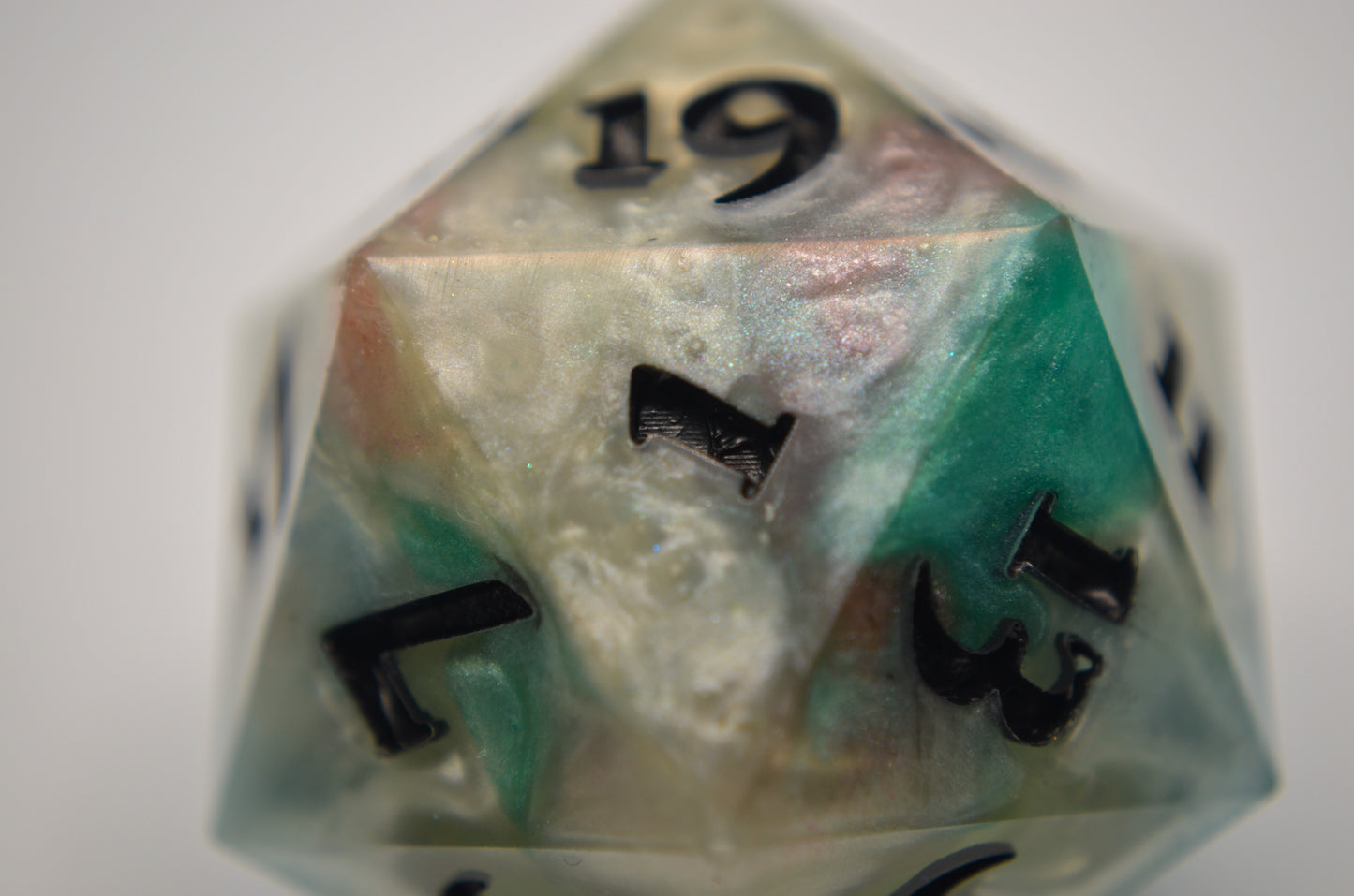 Blue, White, Teal, and Pink Giant D20