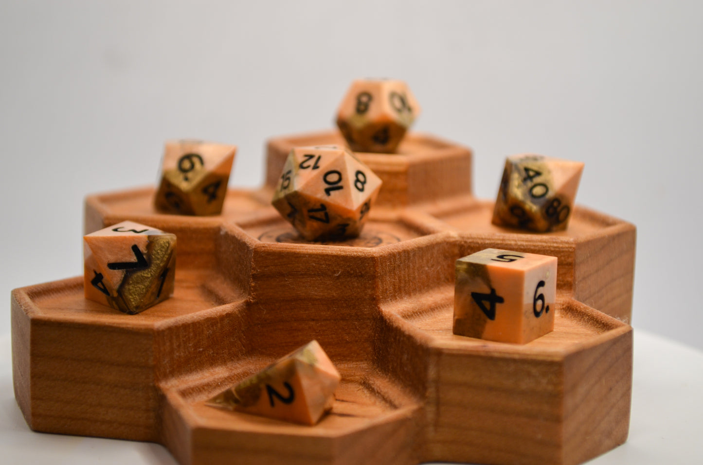 Orange and Gold Mini 7 Piece Dice Set