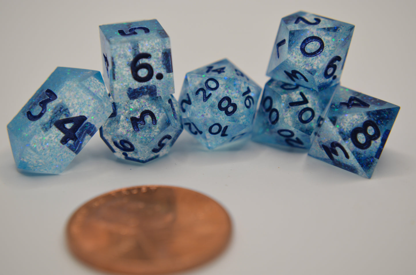 Light Blue Glitter Extra Mini Dice Set
