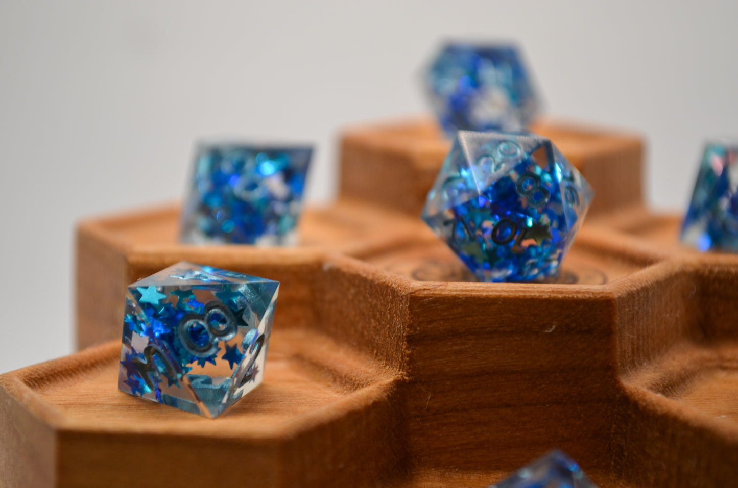 Blue Stars Mini 7 Piece Dice Set