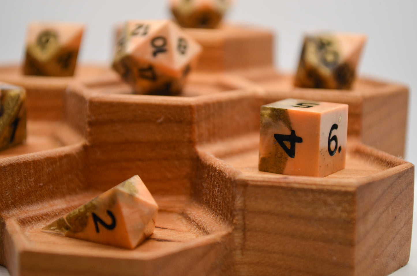Orange and Gold Mini 7 Piece Dice Set