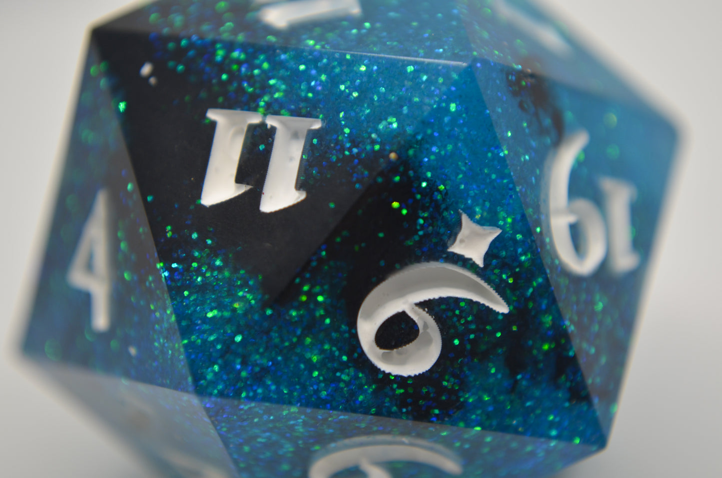 Blue and Black Glitter Giant D20