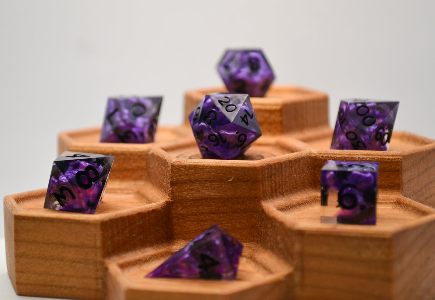 Purple and Clear Mini 7 Piece Dice Set