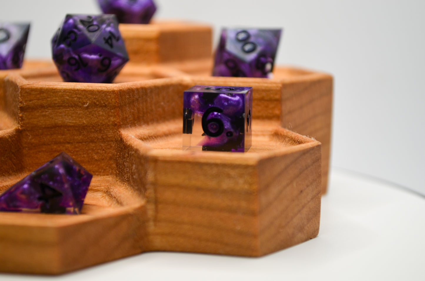 Purple and Clear Mini 7 Piece Dice Set
