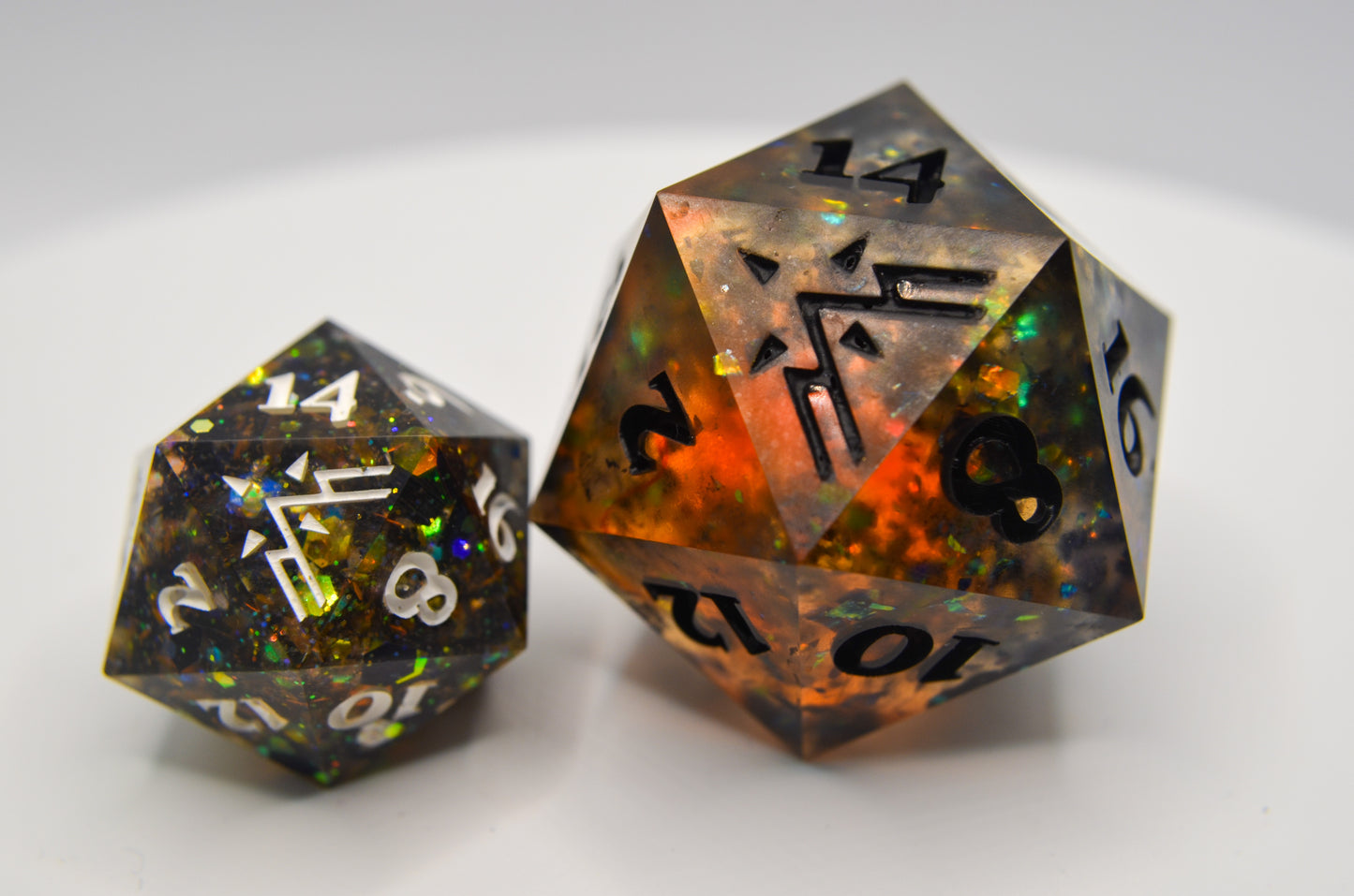Red, Black, and Glitter Giant D20