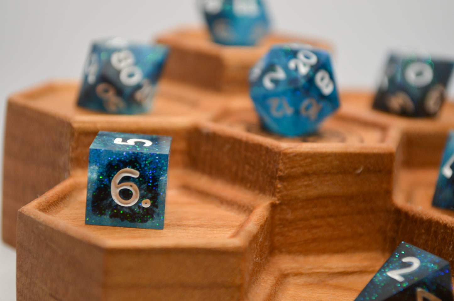 Blue and Black Glitter Mini 7 Piece Dice Set