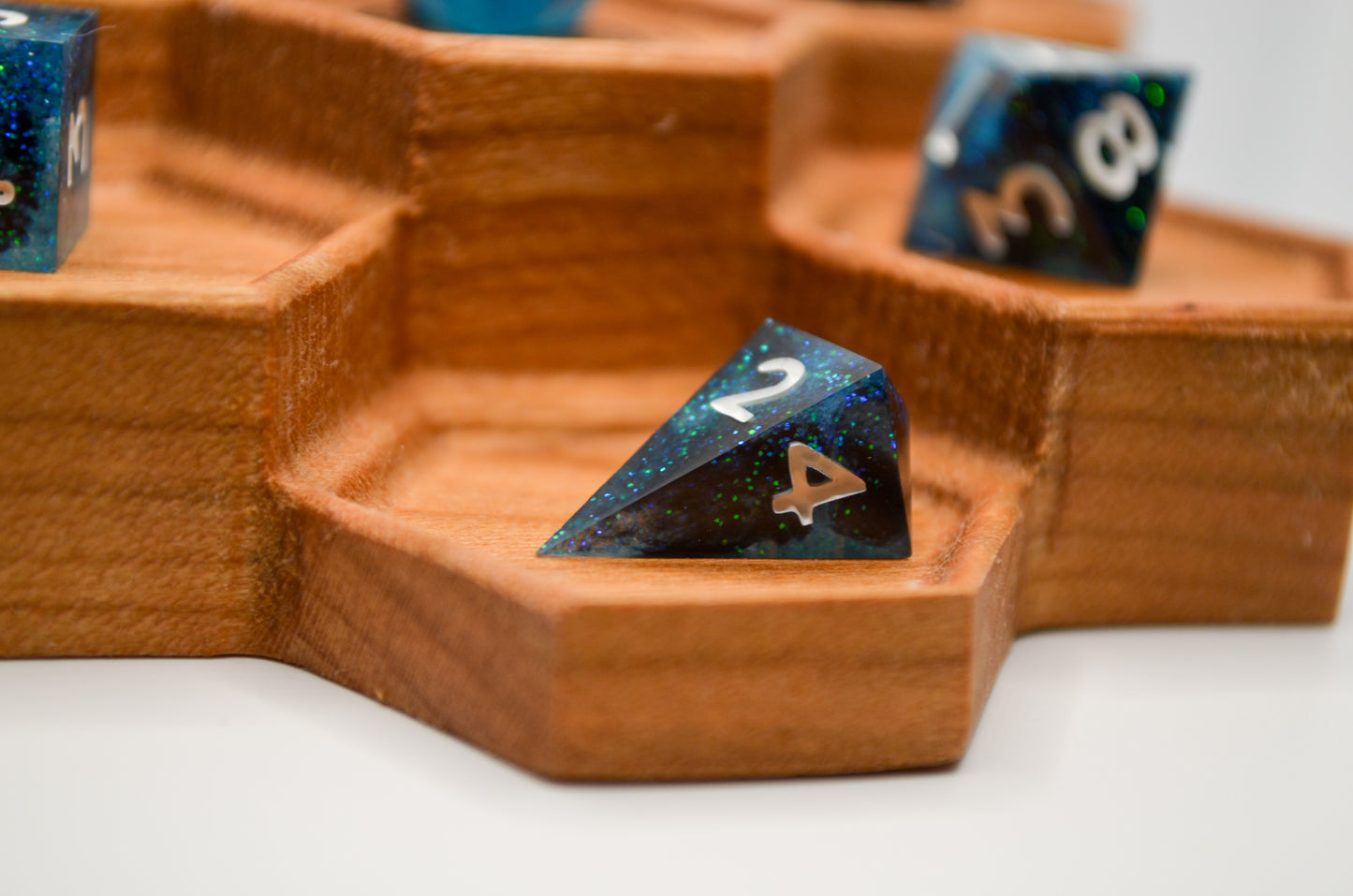 Blue and Black Glitter Mini 7 Piece Dice Set