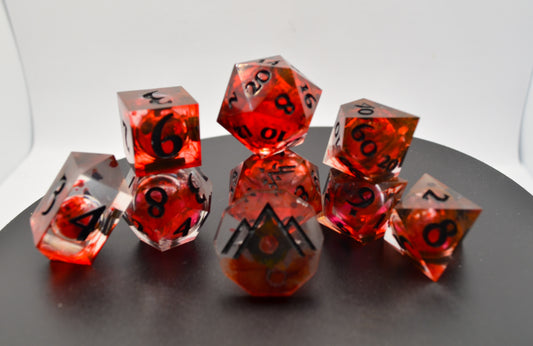 Blood Bath Liquid Core 9 Piece Dice Set