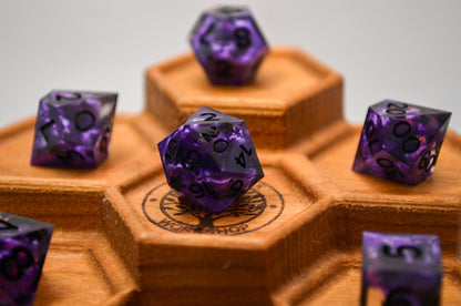 Purple and Clear Mini 7 Piece Dice Set