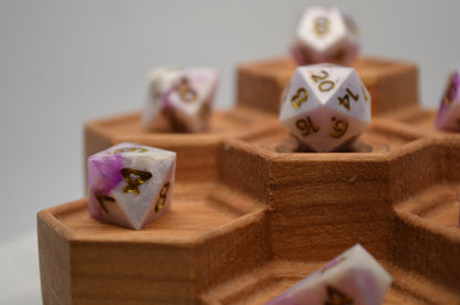 Pink and White Mini 7 Piece Dice Set