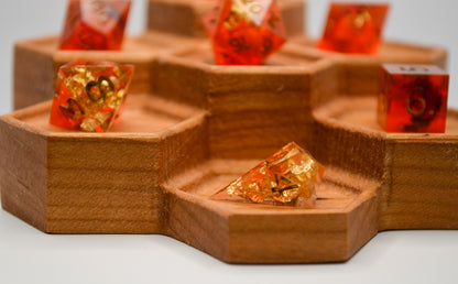 Red and Gold Flake Mini 7 Piece Dice Set