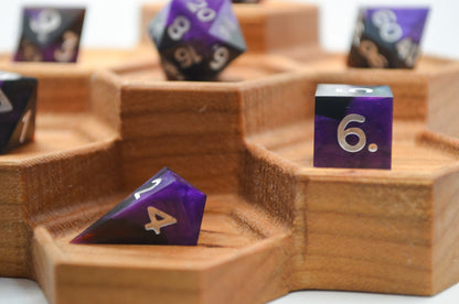 Purple and Black Mini 7 Piece Dice Set