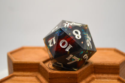 Red, Black, and Fire Opal 30 mm Giant D20