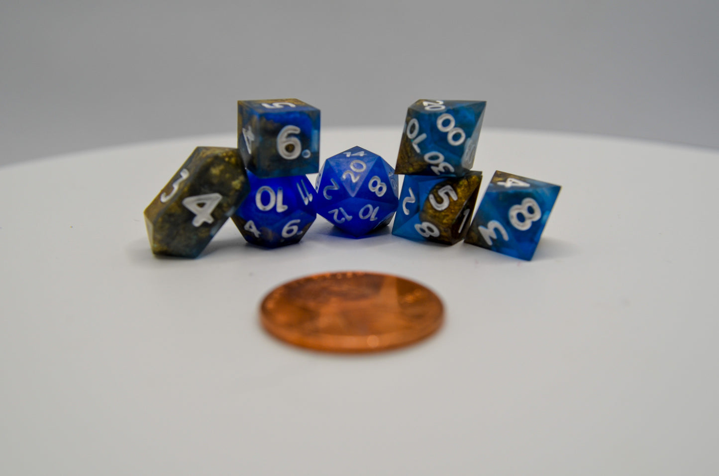 Blue and Gold Extra Mini Dice Set
