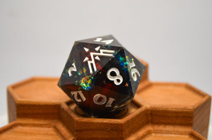 Red, Black, and Fire Opal 30 mm Giant D20