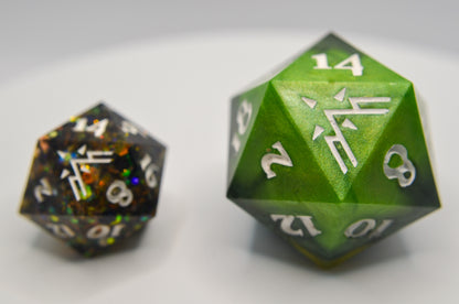 Bright Green, Black, Blue, and Yellow Giant D20
