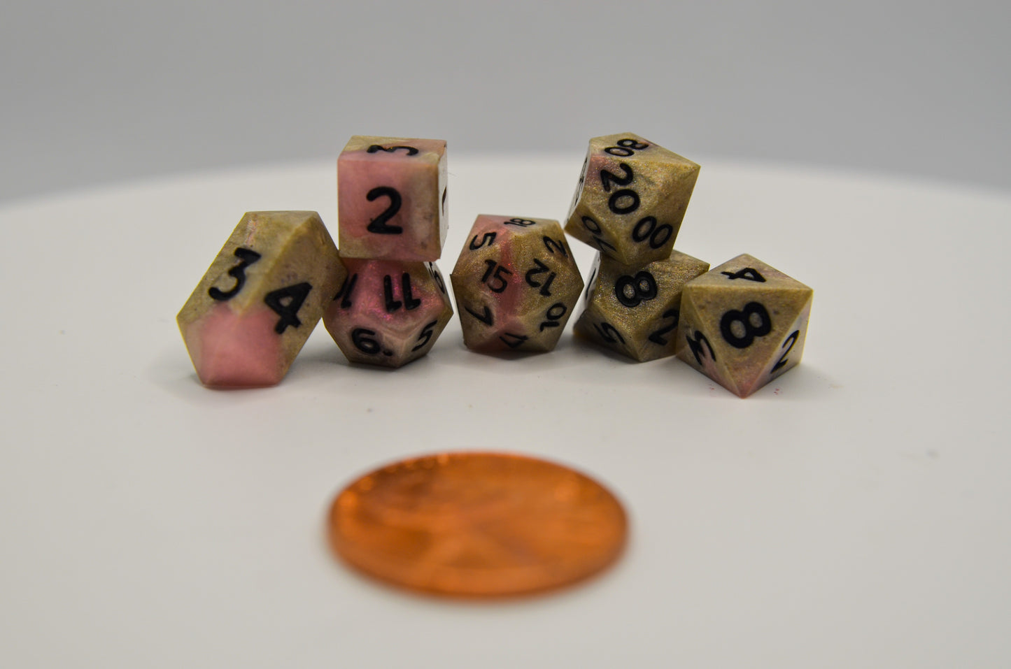 Pink and Gold Extra Mini Dice Set