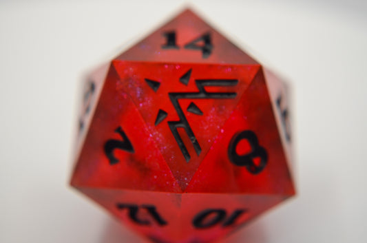 Ruby Red and Glitter Giant D20