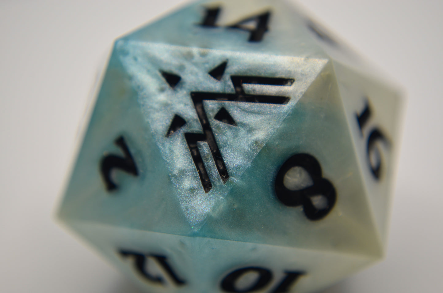 Blue, White, Teal, and Pink Giant D20