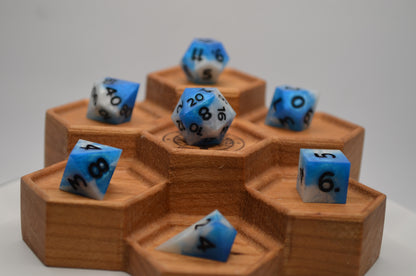 Blue and White Mini 7 Piece Dice Set
