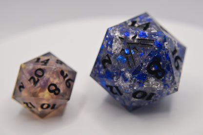 Sapphire and Silver Giant D20