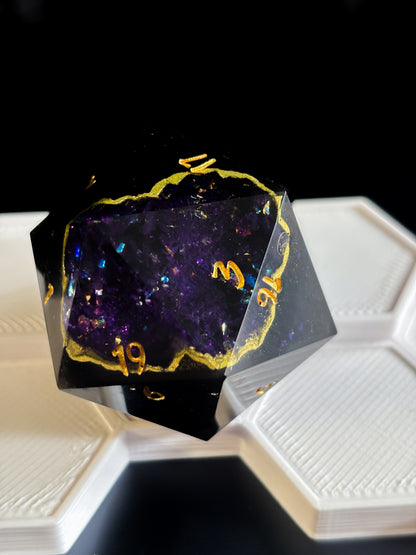 Purple and Black GEODE HUGE D20