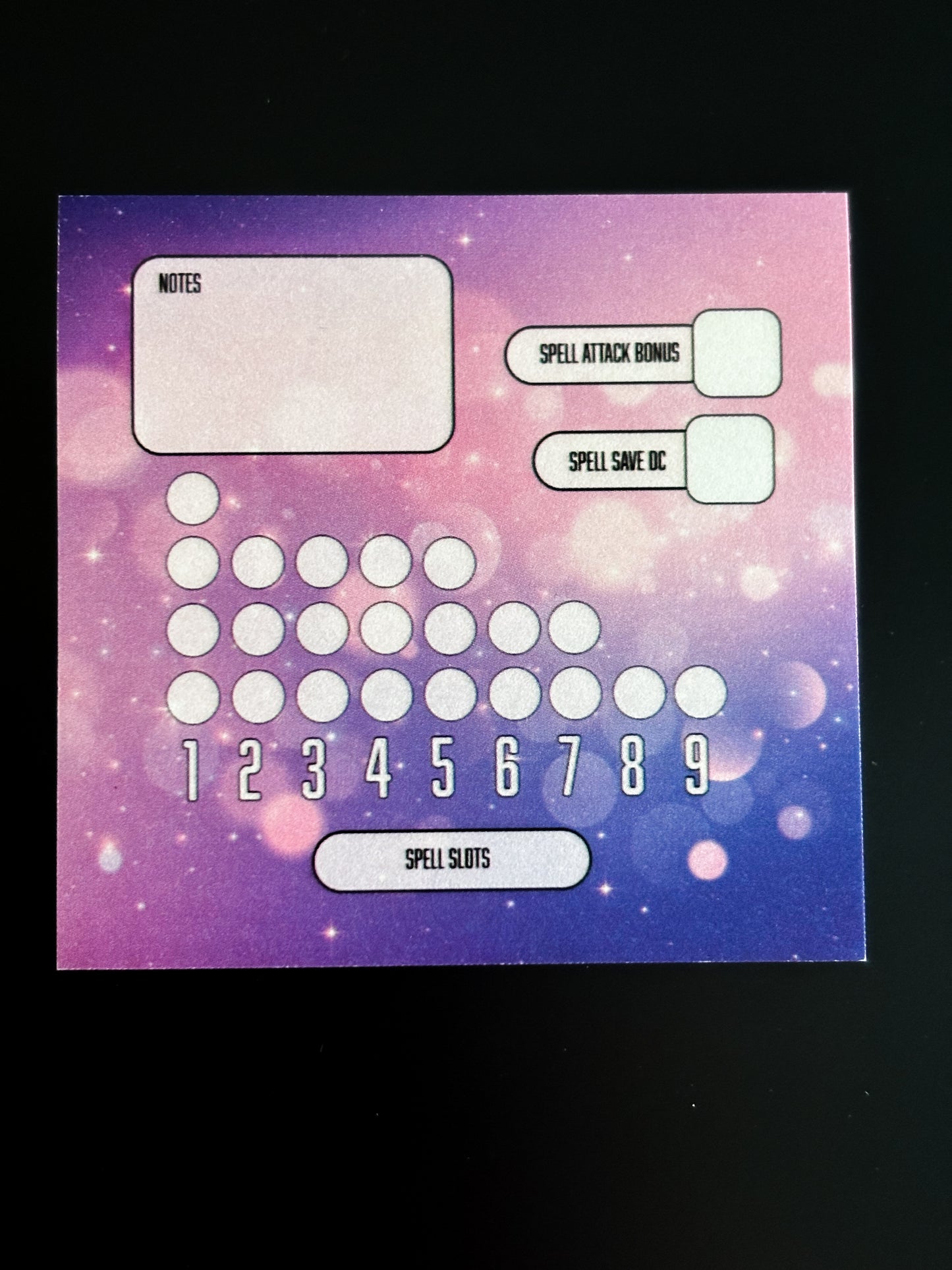 Pink and Purple Spell Slot Tracker Sticky Note Pad