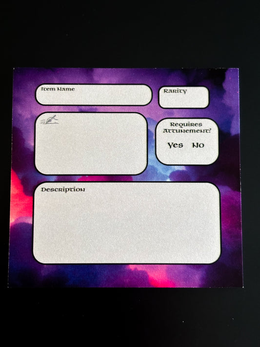 Item Card Sticky Note Pad