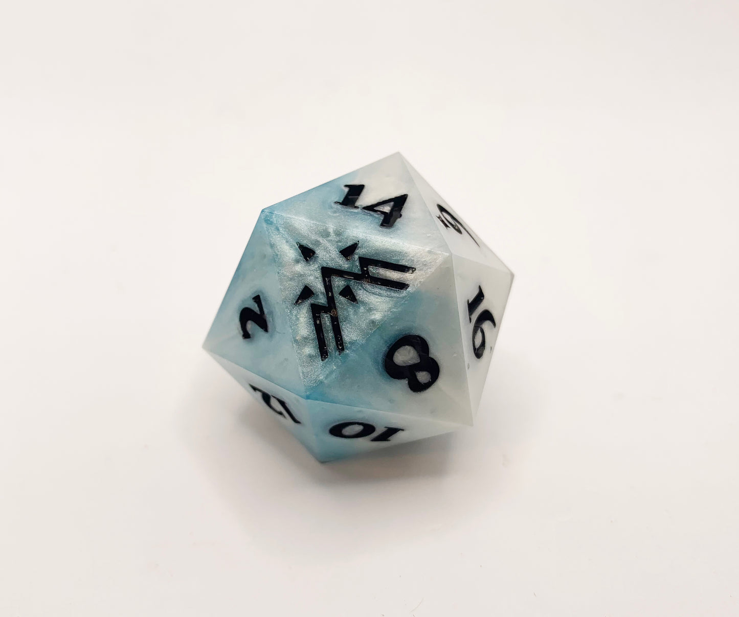 Blue, White, Teal, and Pink Giant D20