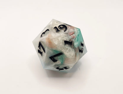 Blue, White, Teal, and Pink Giant D20