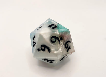 Blue, White, Teal, and Pink Giant D20