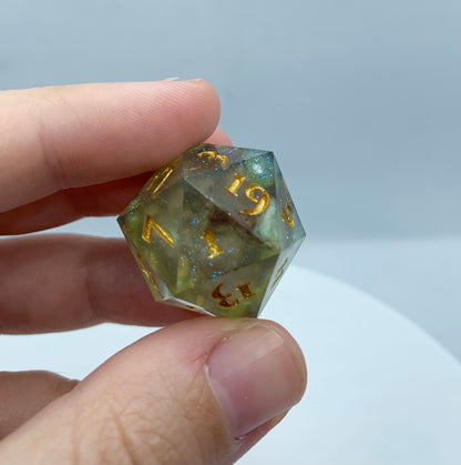 Green and Brown Glitter D20