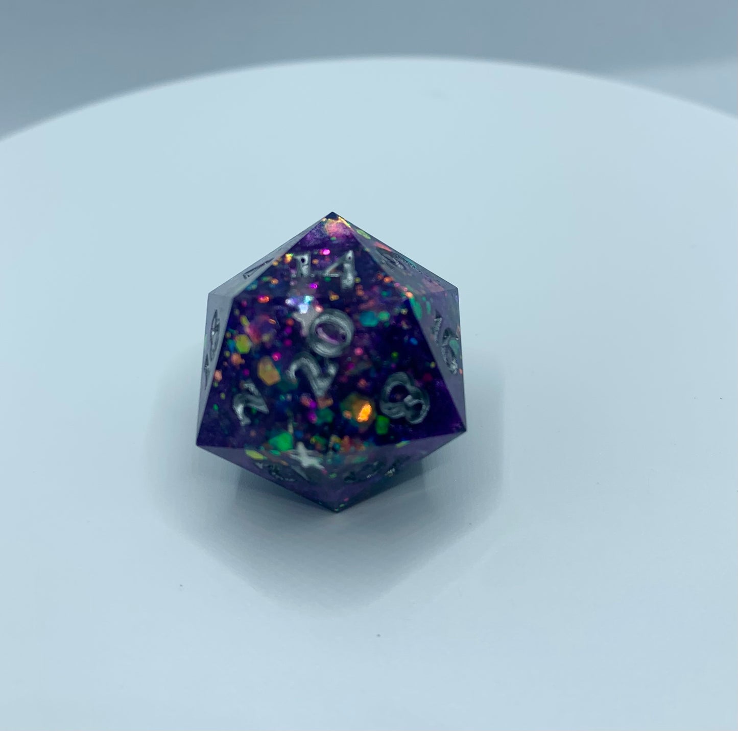 Purple, Blue, and Black Opal Glitter D20