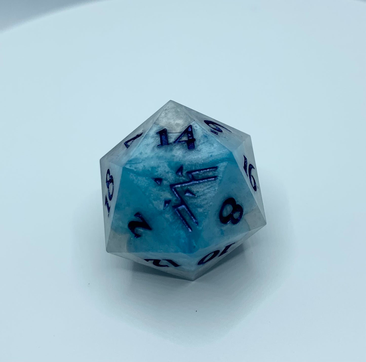 Icy Blue and Black D20