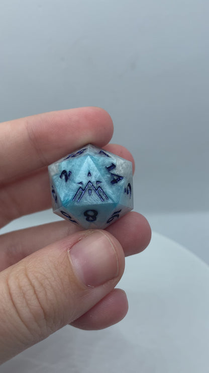 Icy Blue and Black D20