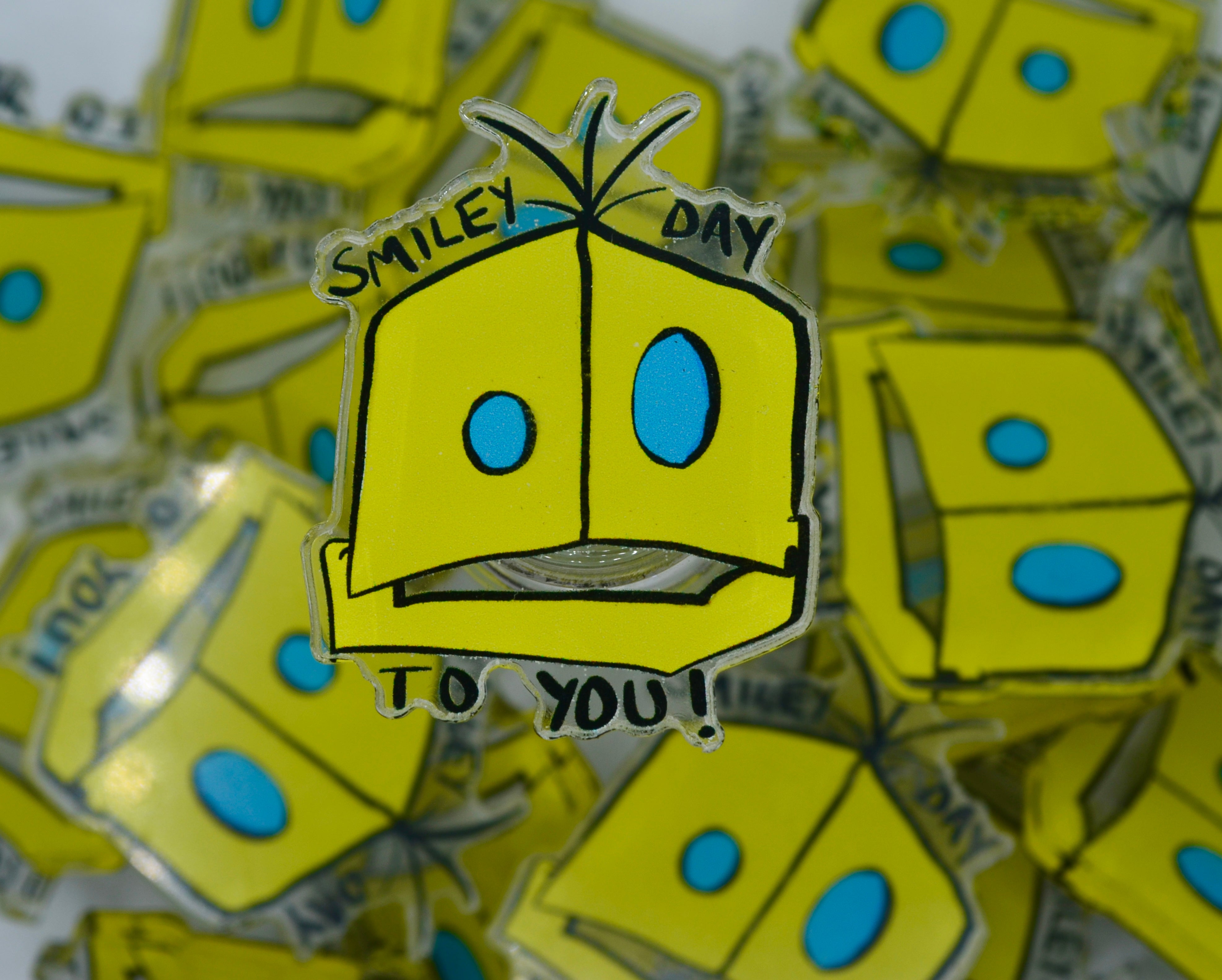 Smiley Day Script Smiley Day to You Acrylic Pin – Roll With Adventure